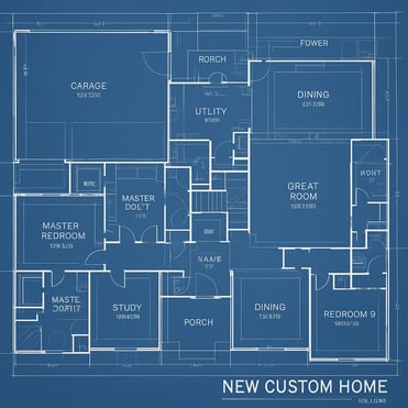 a set of blue prints for a large new custom home build in texas