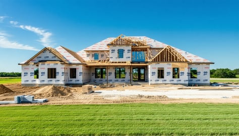A beautiful custom home under construction on a sp-1