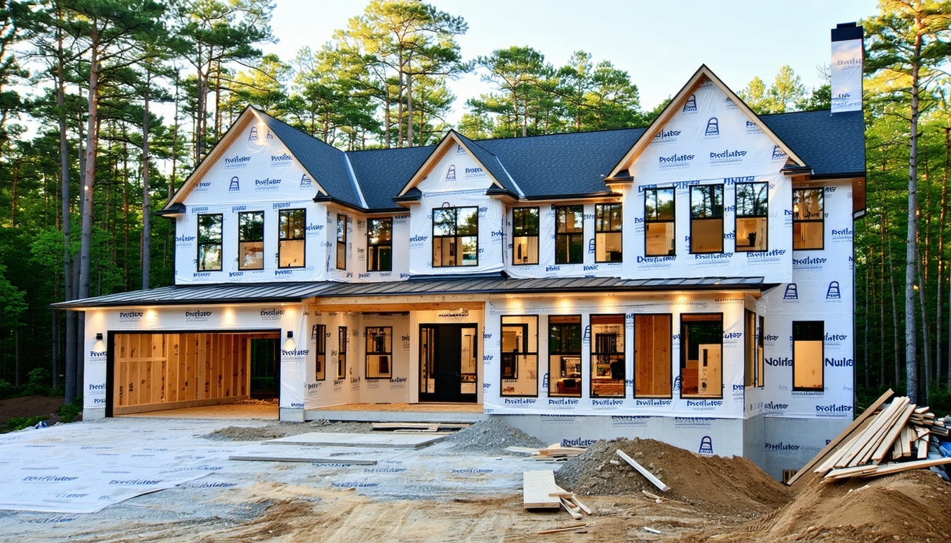 A beautiful custom home under construction, showca