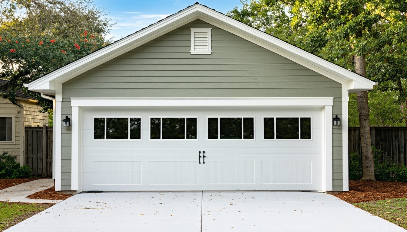 A beautifully constructed detached garage that mir