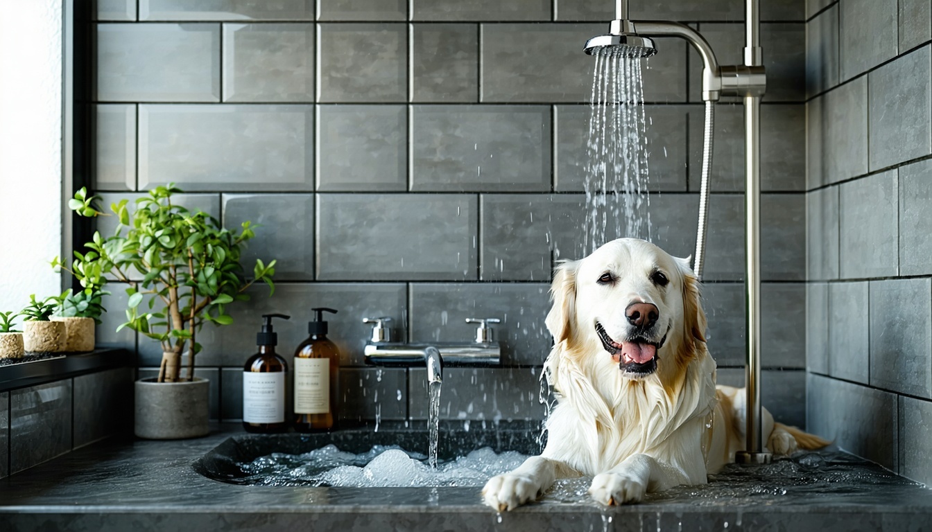 A beautifully designed home dog wash station with
