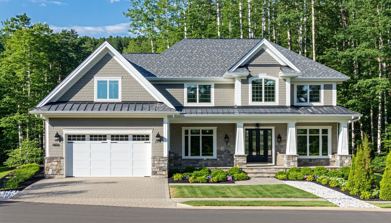 A beautifully finished custom home with a roof mad