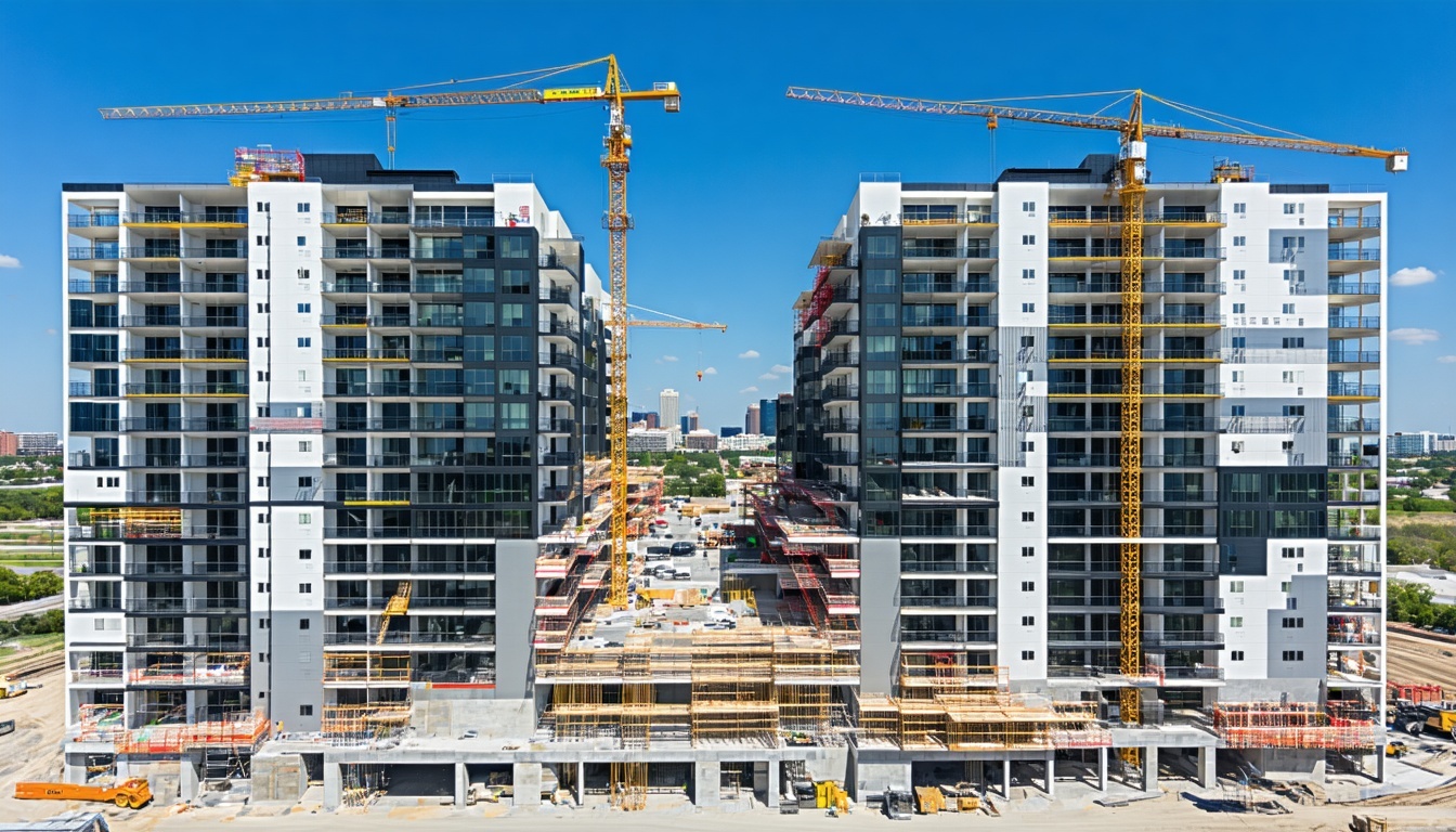 A panoramic view of a modern multi-family apartmen