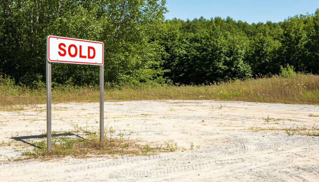 A picturesque vacant lot with a Sold sign, ready