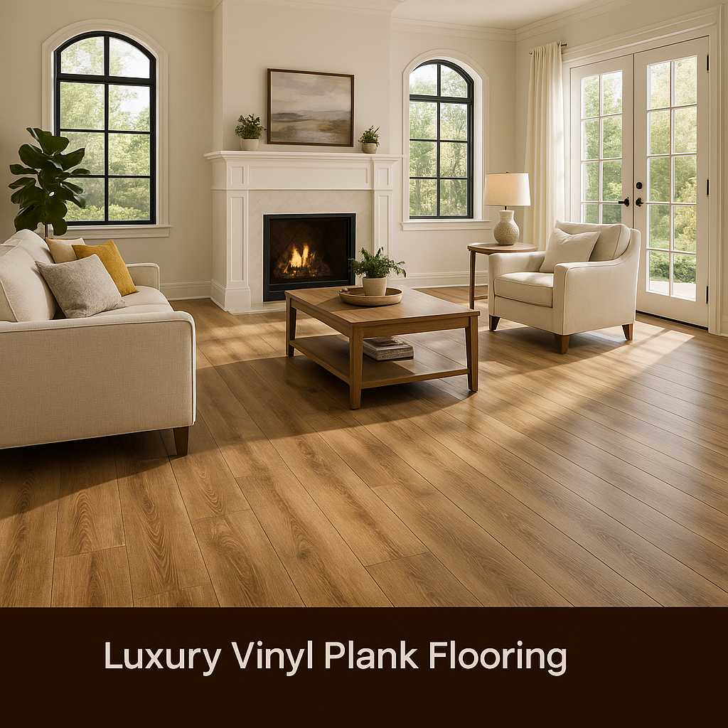 A sunlit, spacious custom home living area showcas